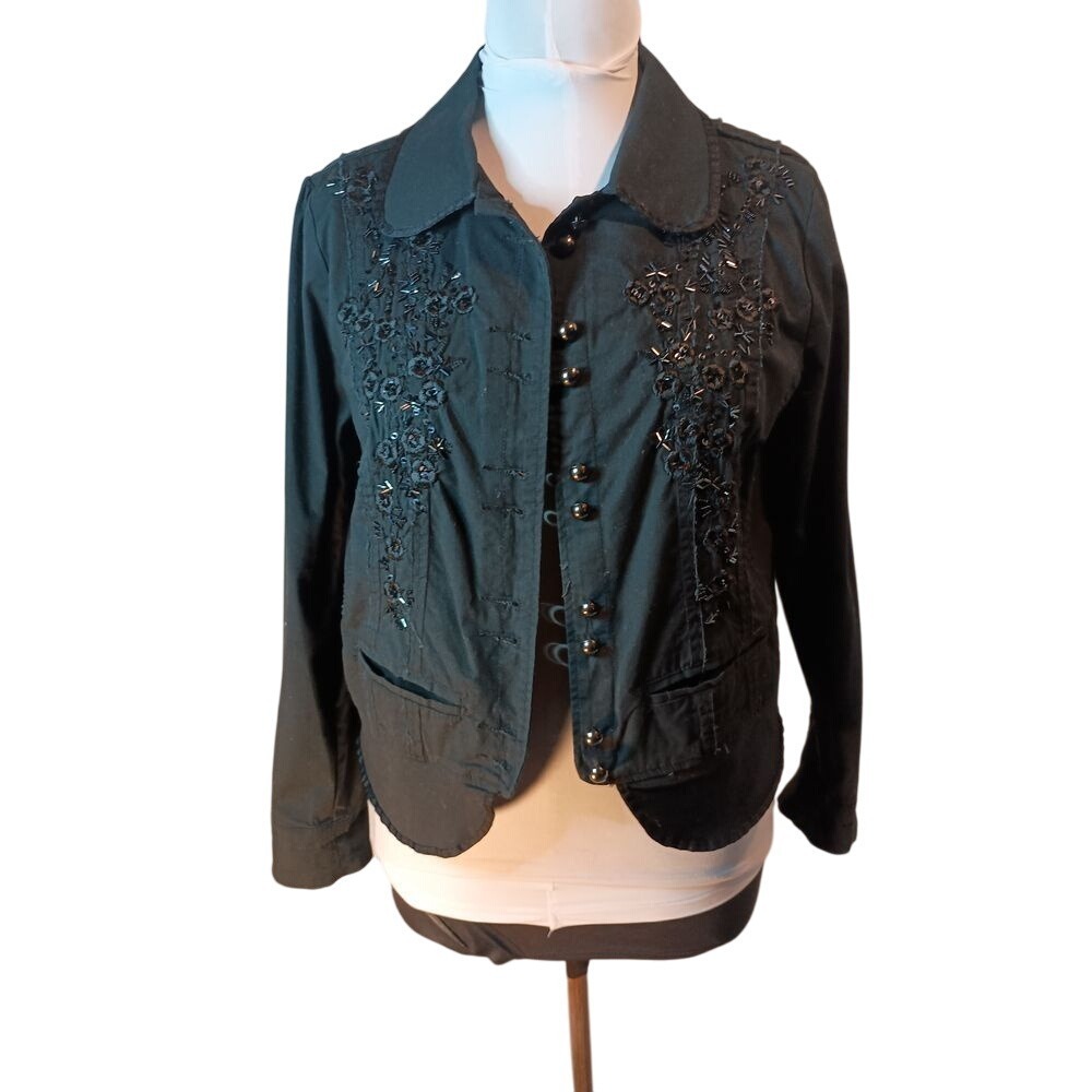Venezia beaded‎ black coat SKUW104 - Picture 4 of 10